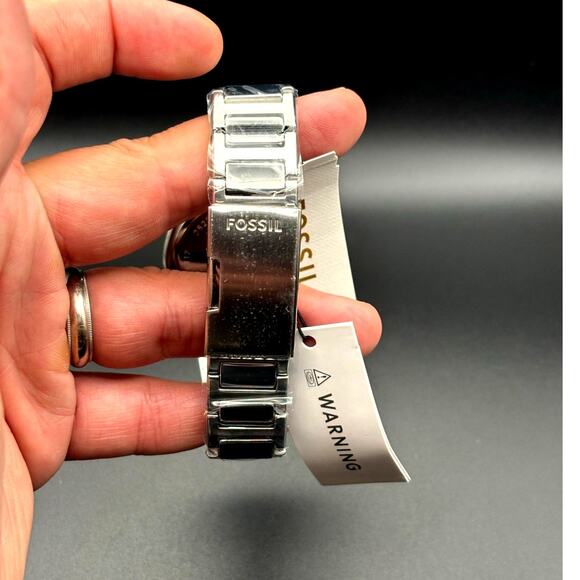 Fossil Mens FS6117 Everett Chronograph 44mm Stainless Steel Turquoise Dial NIBWT - Picture 11 of 17